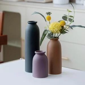 Ceramic Vase Set of 3, Farmhouse Rustic Decorative Vase for Home Decor