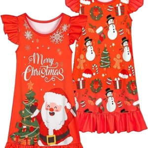 2Pcs Girls Dress 3-7 Years Flutter Short Sleeves