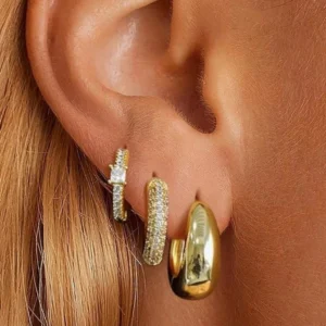Gold Hoop Earrings Set - 14K Gold Plated, Hypoallergenic Chunky Earrings