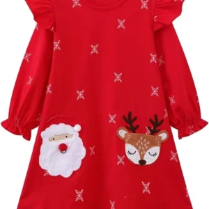 HILEELANG Girl Long Sleeve Dress Cotton Casual