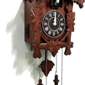 Rylai Cuckoo Clock Vintage Large Wooden Wall Clock Handcrafted 13x9.5 Inch Brown
