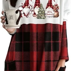 Womens Christmas Dress Long Sleeve Oversized Casual