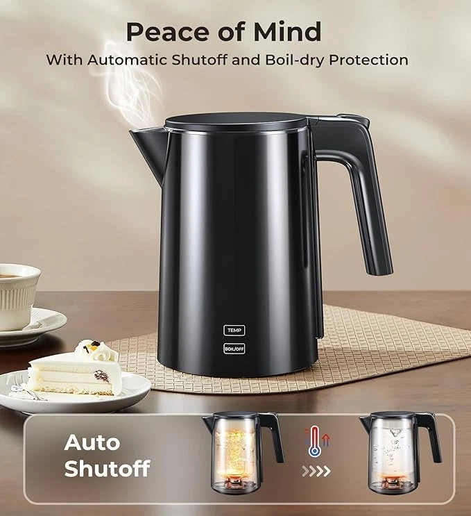Electric Kettle, 1.0L 1200W Fast Heat with Auto Shut-Off