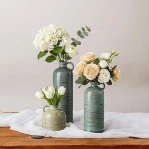 Ceramic Vase Set of 3 – Handcrafted Modern Farmhouse Decorative Vase