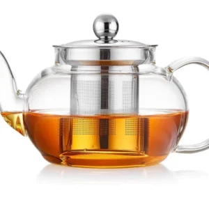 Glass Teapot 20oz Stovetop & Microwave Safe Borosilicate Kettle with Infuser
